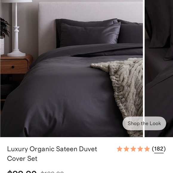NWOT Quince graphite organic Twin Sateen Duvet cover Set w/ 2 Shams - Picture 5 of 8